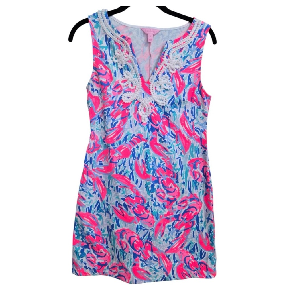 Lilly Pulitzer Harper Shift “Cosmic Coral Cracked Up” lobsters Women’s XL NWT - Picture 2 of 3